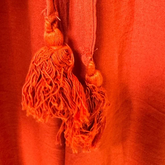 Drawstring Tassel Wide-Leg Pants in Rust - Picture 4 of 6